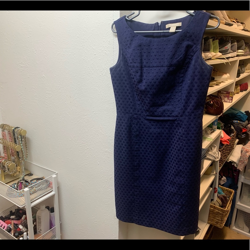 Banana republic navy polka dot dress
